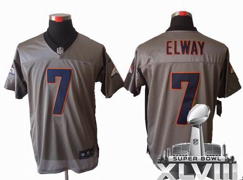 2012 Nike Denver Broncos #7 John Elway Gray shadow elite 2014 Super bowl XLVIII(GYM) Jersey