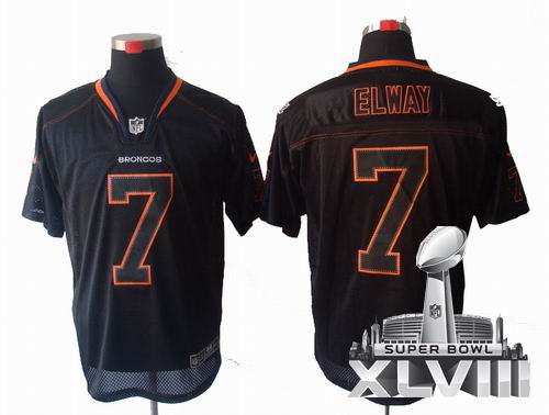2012 Nike Denver Broncos #7 John Elway Lights Out Black elite 2014 Super bowl XLVIII(GYM) Jersey