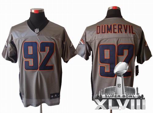 2012 Nike Denver Broncos #92 Elvis Dumervil Gray shadow elite 2014 Super bowl XLVIII(GYM) Jersey