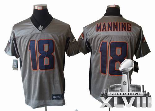 2012 Nike Denver Broncos 18# Peyton Manning Gray shadow 2014 Super bowl XLVIII(GYM) Jersey