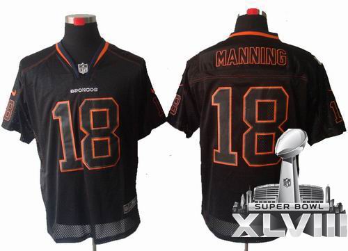 2012 Nike Denver Broncos 18# Peyton Manning Lights Out Black elite 2014 Super bowl XLVIII(GYM) Jersey