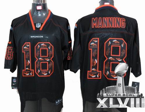 2012 Nike Denver Broncos 18# Peyton Manning Lights Out Black elite special edition 2014 Super bowl XLVIII(GYM) Jersey