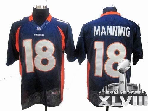 2012 Nike Denver Broncos 18# Peyton Manning blue Elite 2014 Super bowl XLVIII(GYM) Jersey