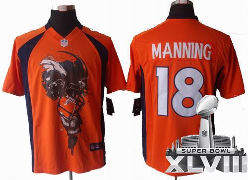 2012 Nike Denver Broncos 18# Peyton Manning orange Helmet Tri-Blend Limited 2014 Super bowl XLVIII(GYM) Jersey