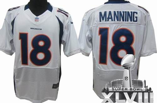 2012 Nike Denver Broncos 18# Peyton Manning white Elite 2014 Super bowl XLVIII(GYM) Jersey