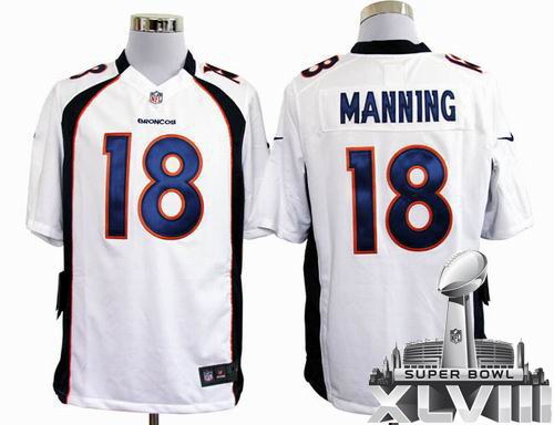 2012 Nike Denver Broncos 18# Peyton Manning white game 2014 Super bowl XLVIII(GYM) Jersey
