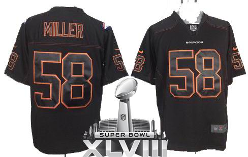 2012 Nike Denver Broncos 58# Von Miller Lights Out Black 2014 Super bowl XLVIII(GYM) Jersey