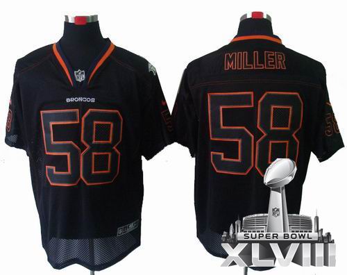 2012 Nike Denver Broncos 58# Von Miller Lights Out Black elite 2014 Super bowl XLVIII(GYM) Jersey