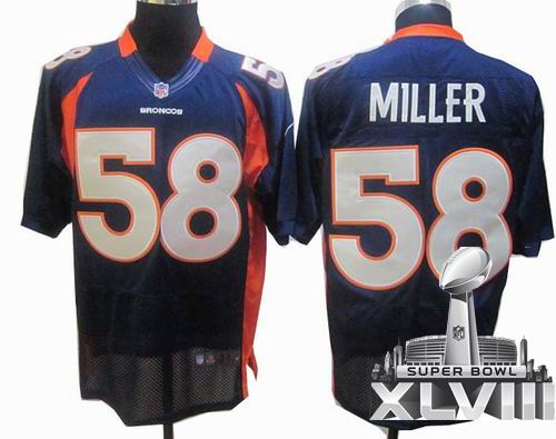 2012 Nike Denver Broncos 58# Von Miller blue Elite 2014 Super bowl XLVIII(GYM) Jersey