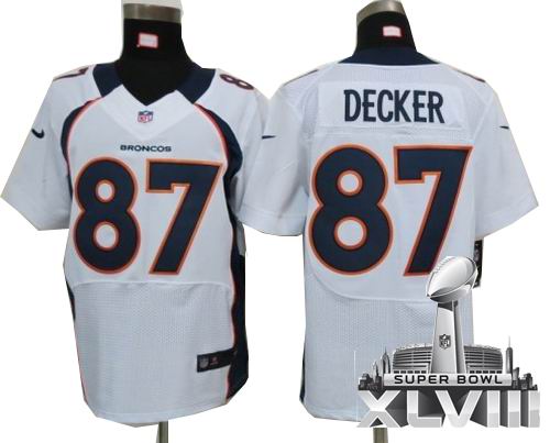 2012 Nike Denver Broncos 87# Eric Decker white elite 2014 Super bowl XLVIII(GYM) Jersey