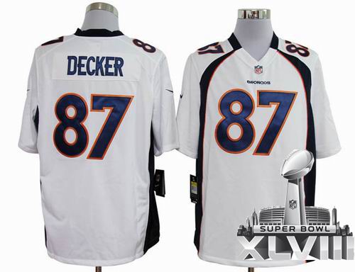 2012 Nike Denver Broncos 87# Eric Decker white game 2014 Super bowl XLVIII(GYM) Jersey