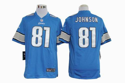 2012 Nike Detroit Lions #81 Calvin Johnson blue Game jersey