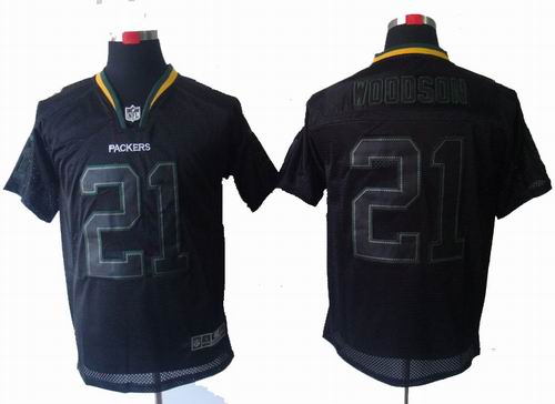 2012 Nike Green Bay Packers #21 Charles Woodson Lights Out Black elite Jersey
