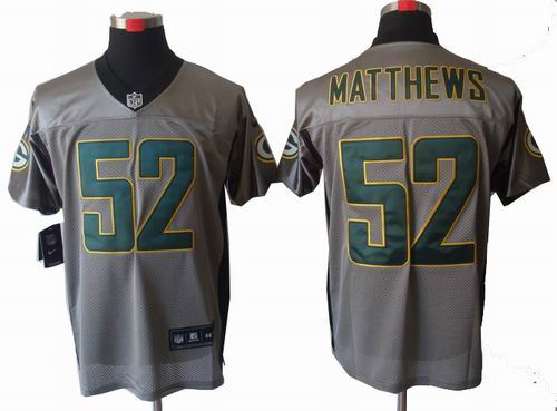 2012 Nike Green Bay Packers #52 Clay Matthews Gray shadow elite jerseys
