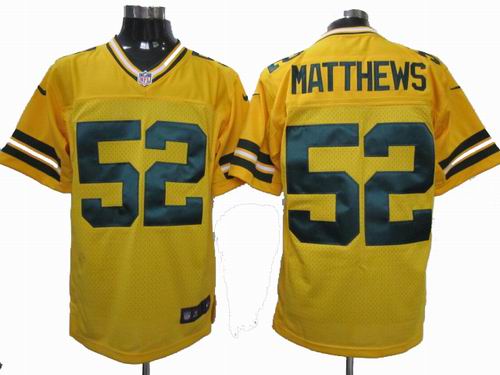 2012 Nike Green Bay Packers #52 Clay Matthews Yellow elite jerseys