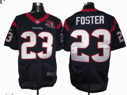 2012 Nike Houston Texans #23 Arian Foster blue elite 10TH Anniversary patch Jersey1