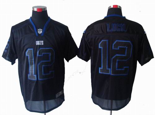 2012 Nike Indianapolis Colts #12 Andrew Luck Lights Out Black elite Jersey