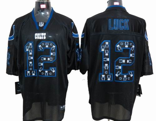 2012 Nike Indianapolis Colts #12 Andrew Luck Lights Out Black elite special edition Jersey