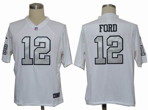 2012 Nike Oakland Raiders #12 Jacoby Ford white Silver Number Game Jersey