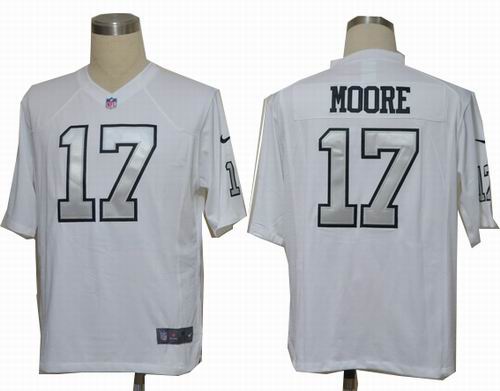 2012 Nike Oakland Raiders #17 Denarius Moore white Silver Number Game Jersey