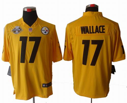 2012 Nike Pittsburgh Steelers #17 Mike Wallace yellow game 80TH Anniversary patch Jersey
