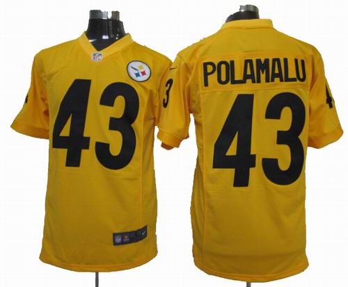 2012 Nike Pittsburgh Steelers #43 Troy Polamalu Yellow game jerseys