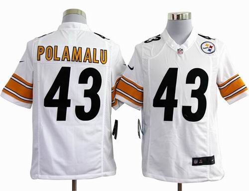 2012 Nike Pittsburgh Steelers #43 Troy Polamalu white game jerseys