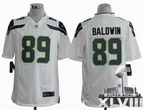 2012 Nike Seattle Seahawks #89 Doug Baldwin White game 2014 Super bowl XLVIII(GYM) Jersey