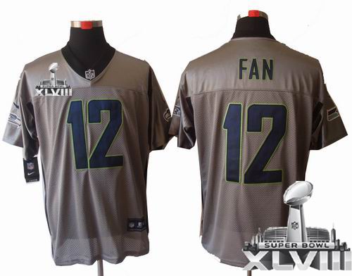2012 Nike Seattle Seahawks 12th Fan Gray shadow elite 2014 Super bowl XLVIII(GYM) Jersey