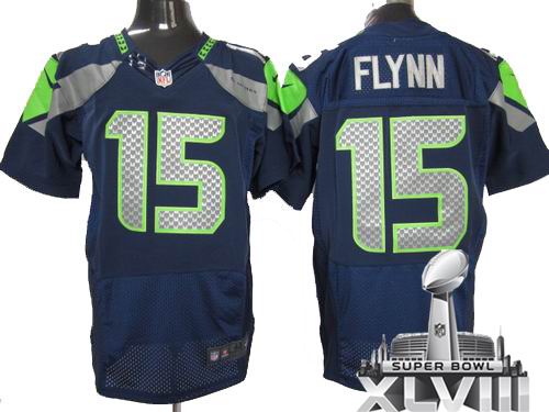 2012 Nike Seattle Seahawks 15# Matt Flynn Elite team color 2014 Super bowl XLVIII(GYM) Jersey