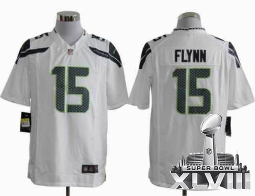 2012 Nike Seattle Seahawks 15# Matt Flynn Game white 2014 Super bowl XLVIII(GYM) Jersey