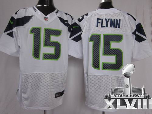 2012 Nike Seattle Seahawks 15# Matt Flynn white elite 2014 Super bowl XLVIII(GYM) Jersey