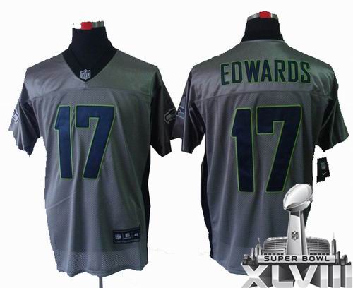2012 Nike Seattle Seahawks 17# Edwards Gray shadow elite 2014 Super bowl XLVIII(GYM) Jersey