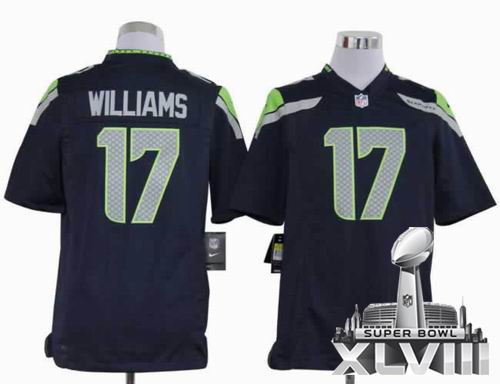 2012 Nike Seattle Seahawks 17# Mike Williams Game Team Color 2014 Super bowl XLVIII(GYM) Jersey