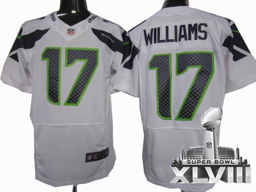 2012 Nike Seattle Seahawks 17# Mike Williams white elite 2014 Super bowl XLVIII(GYM) Jersey