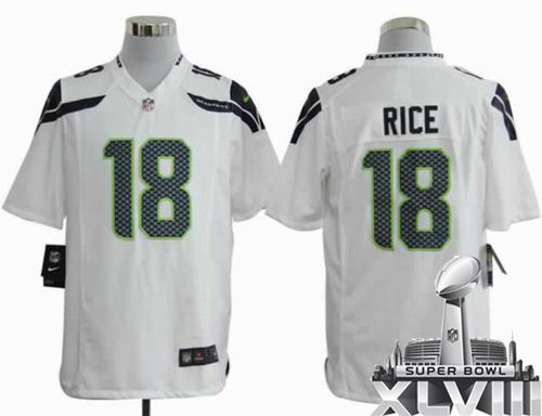 2012 Nike Seattle Seahawks 18# Sidney Rice Game white Color 2014 Super bowl XLVIII(GYM) Jersey