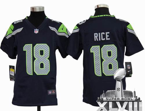 2012 Nike Seattle Seahawks 18# Sidney Rice team Color Game 2014 Super bowl XLVIII(GYM) Jersey