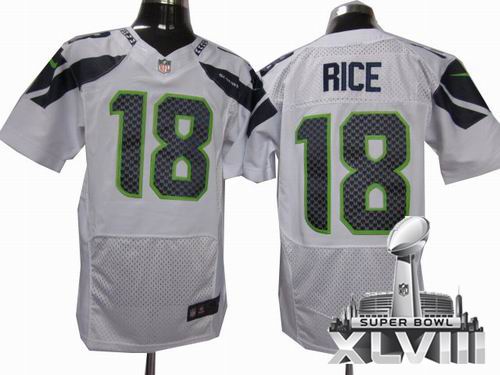 2012 Nike Seattle Seahawks 18# Sidney Rice white elite 2014 Super bowl XLVIII(GYM) Jersey