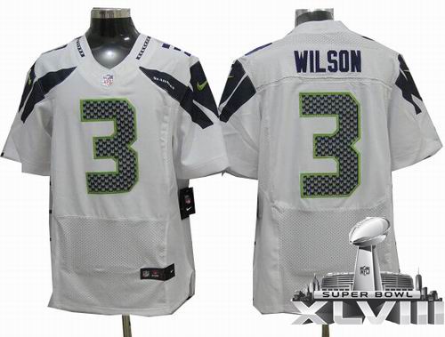 2012 Nike Seattle Seahawks 3# Russell Wilson white elite 2014 Super bowl XLVIII(GYM) Jersey