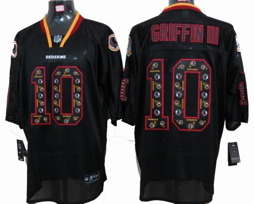 2012 Nike Washington Redskins #10 Robert Griffin III Lights Out Black elite special edition Jersey