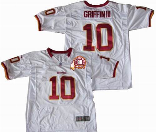 2012 Nike Washington Redskins #10 Robert Griffin III WHITE elite 80TH Anniversary patch Jersey