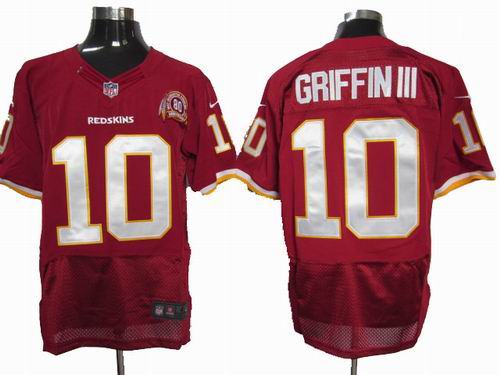 2012 Nike Washington Redskins #10 Robert Griffin III red Elite 80TH Anniversary patch Jersey
