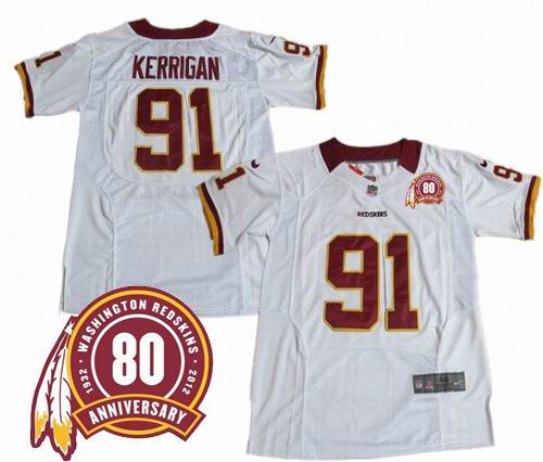 2012 Nike Washington Redskins #91 Ryan Kerrigan white Elite 80TH Anniversary patch Jersey