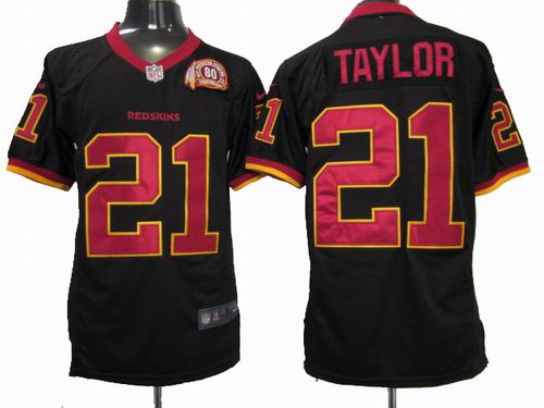2012 Nike Washington Redskins 21 Fred Taylor black game 80TH Anniversary patch Jersey