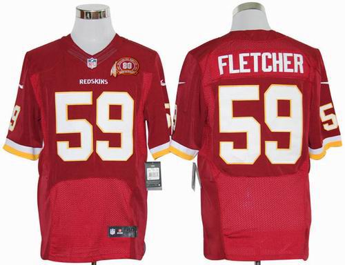 2012 Nike Washington Redskins 59 London Fletcher red elite 80TH Anniversary patch Jersey