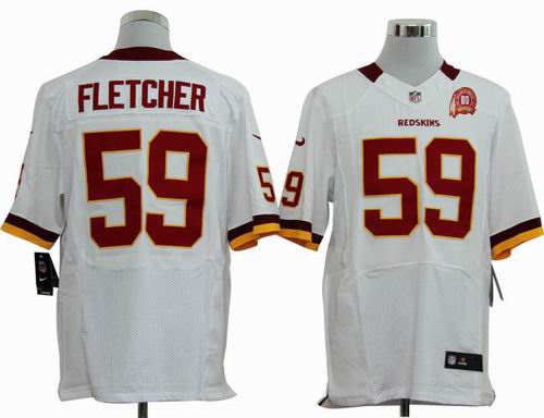 2012 Nike Washington Redskins 59 London Fletcher white elite 80TH Anniversary patch Jersey