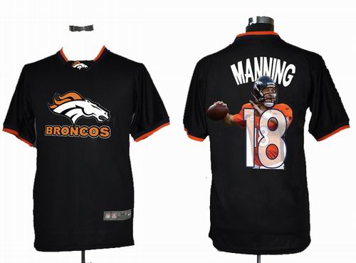 2012 Nike printed Denver Broncos 18# Peyton Manning Portrait Fashion Game Jersey