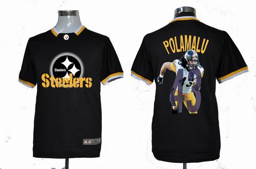 2012 Nike printed Pittsburgh Steelers #43 Troy Polamalu Portrait Fashion Game Jersey