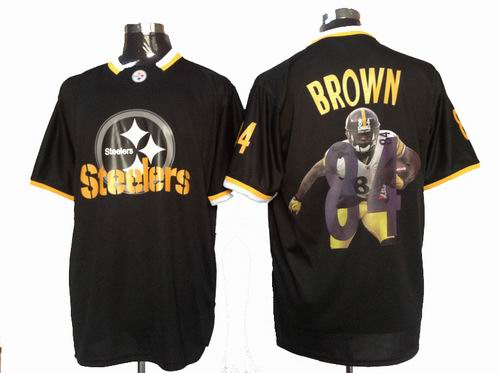 2012 Nike printed Pittsburgh Steelers #84 Antonio Brown Portrait Fashion Game Jersey