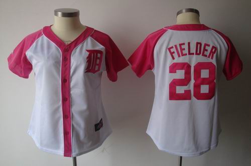 2012 Women Fashion Jersey BY Majestic Athletic Detroit Tigers #28 Prince Fielder white jerseys